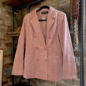 NWT Light Pink Corduroy Double Breasted Blazer - Size M